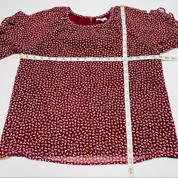 Madewell Memento Ruffle Sleeve Mauve Floral Top Size Small #M1730 - Picture 9 of 9